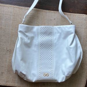 Cole Haan Ripley Hobo White Leather Lattice Detail